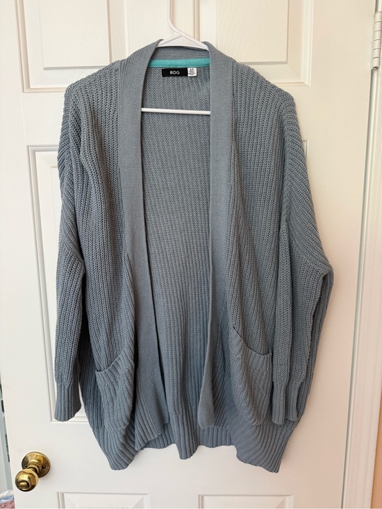 BDG Sweaters - BDG Light Gray Open Cardigan with Front Pockets